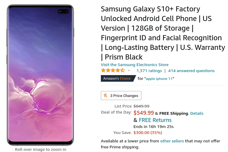 #deal Samsung Galaxy S10+ for $550