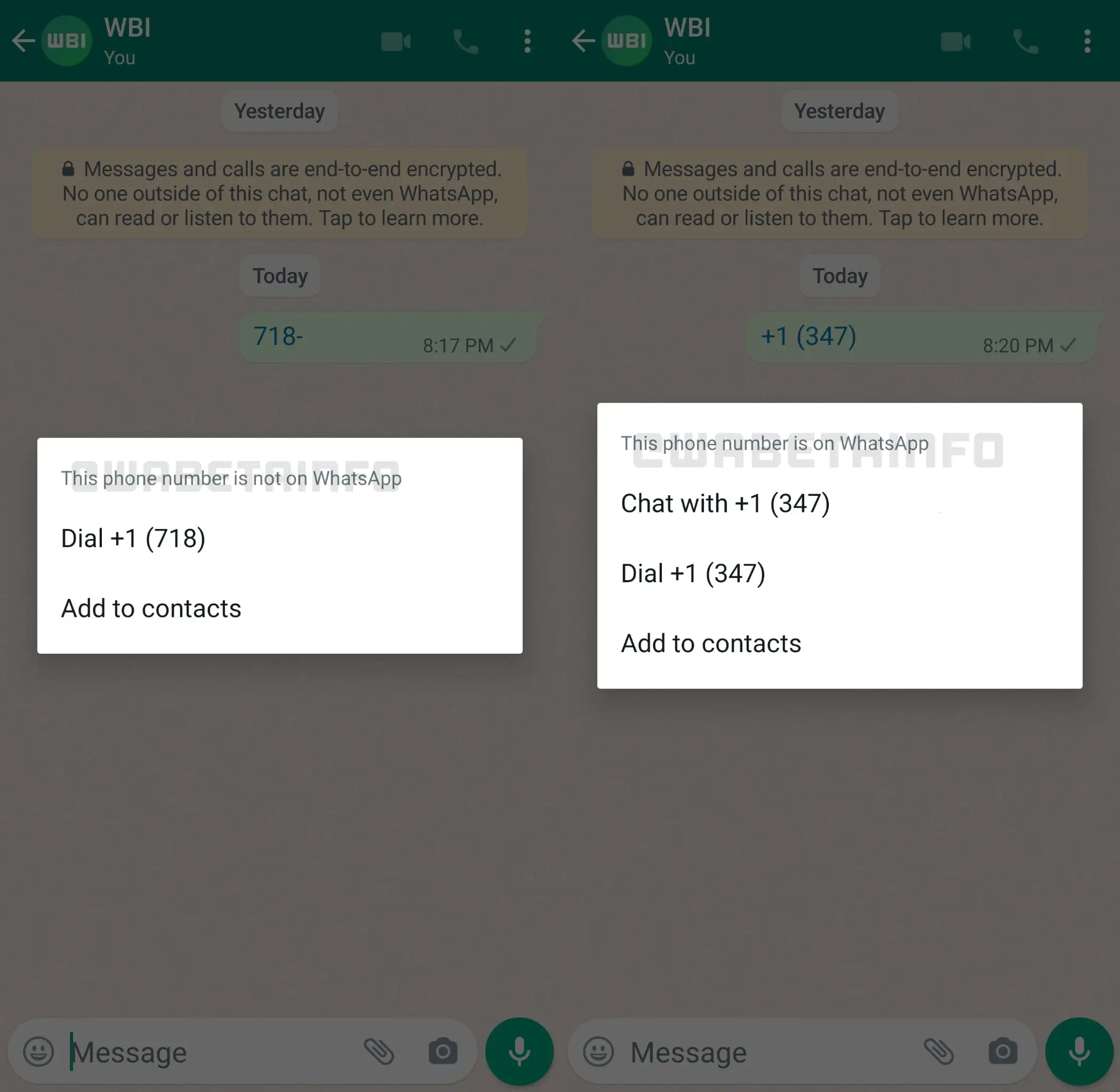 WhatsApp make it easier to start chats with unsaved numbers