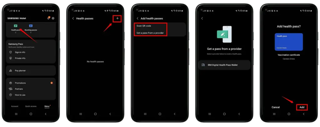 samsung wallet covid pass