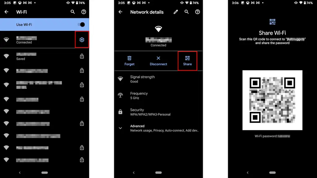 android share network password