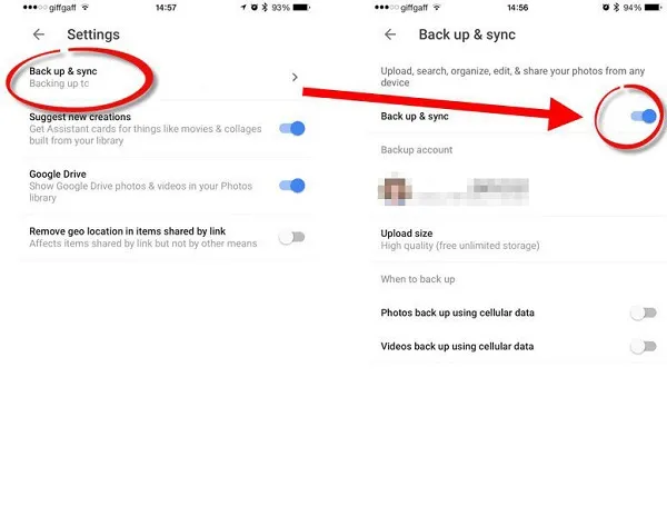 google photos enable back upyour Android devices photos and videos