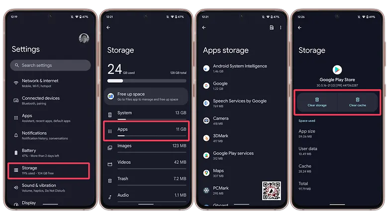 clear cache android